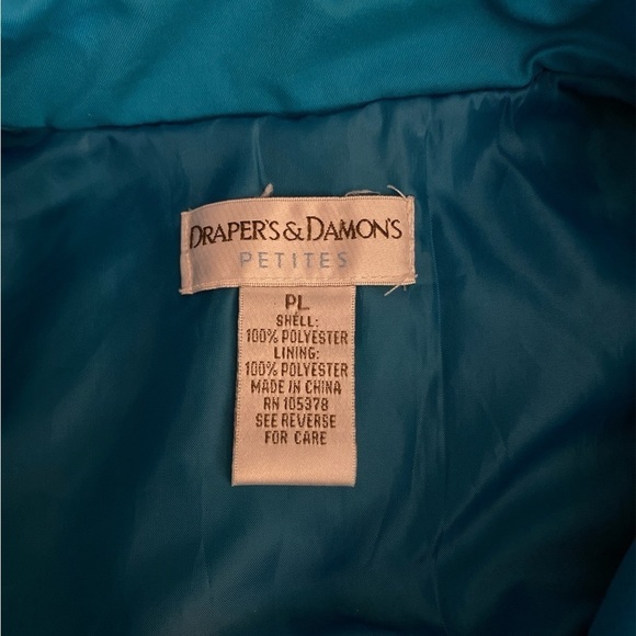 Draper’s and Damon’s vest, teal blue,  PL.  quilted satin.  Ruffles and smocking - Picture 6 of 6